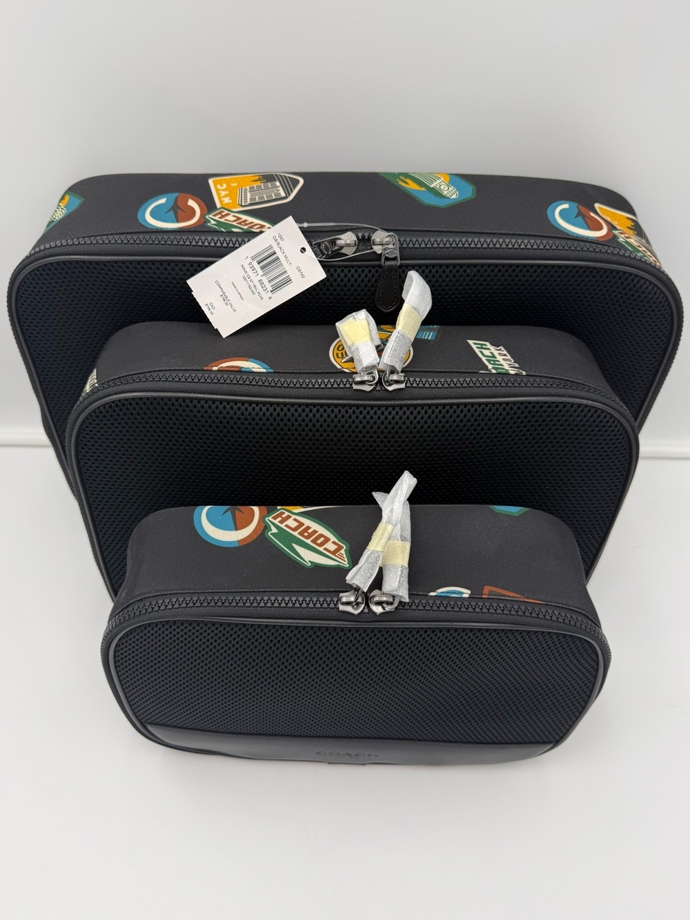 COACH NY • Unisex NWT Set of 3 Packing Cubes w/ Travel Patches in Black • 1287 - Picture 4 of 11